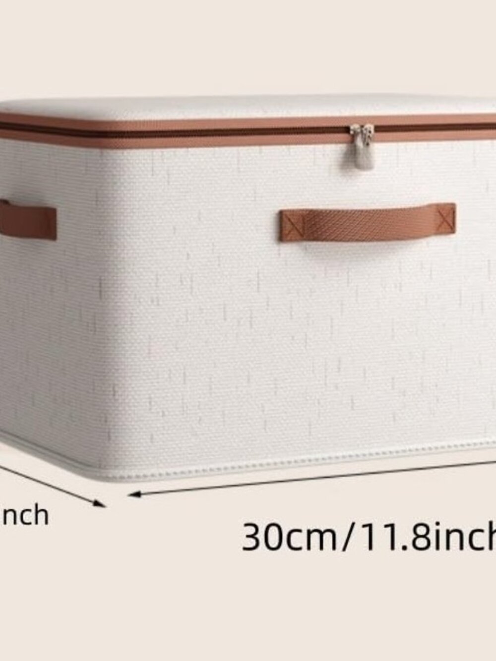 1 Pc Cotton-Linen Zippered Storage Bin With Lid Foldable Fabric Organizer Box